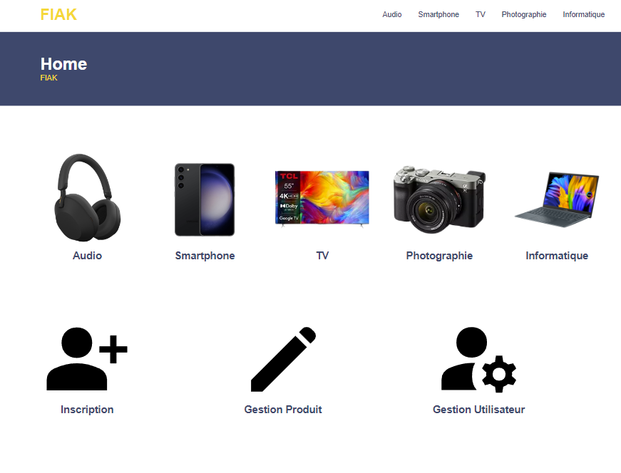 Page d'accueil du site FIAK